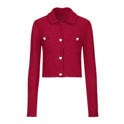 Trendy Knitted Cardigans With Heart Buttons