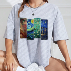 3 Pks Painting Print Drop Shoulder T Shirt