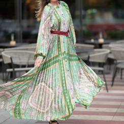 Floral Print Puff Sleeve Elegant Dress